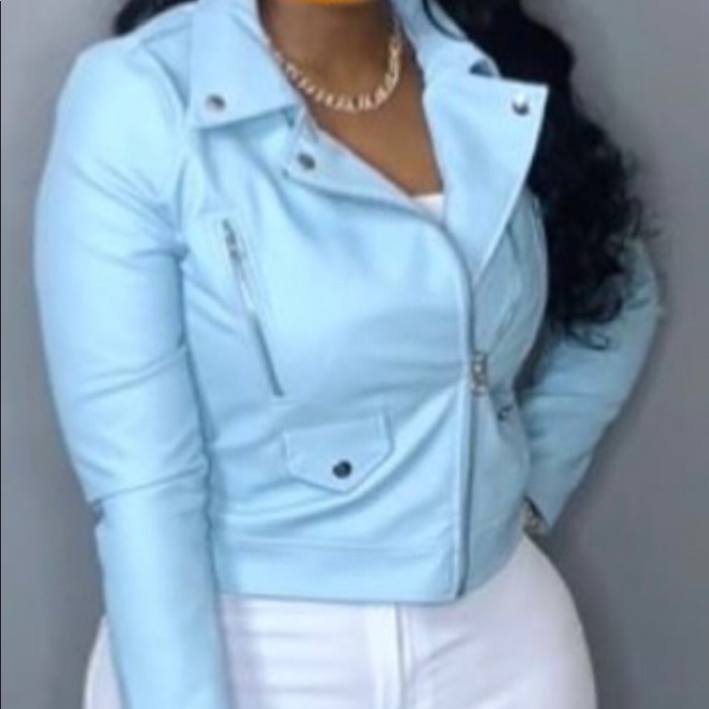 Baby blue racer jacket